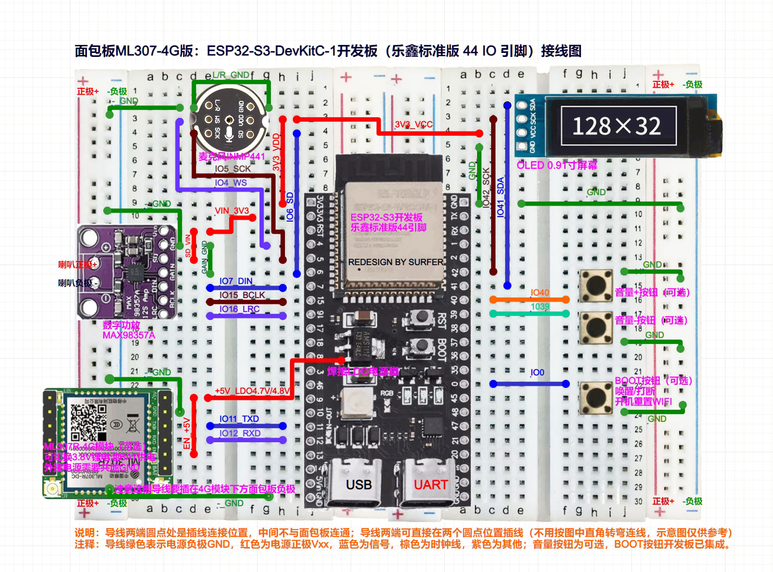 面包板44引脚接线图