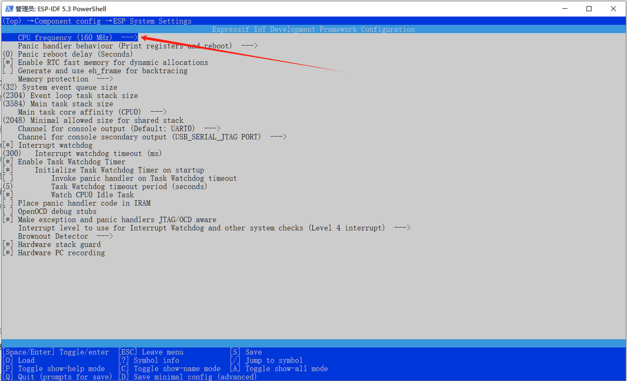 IDF配置系统CPU确认
